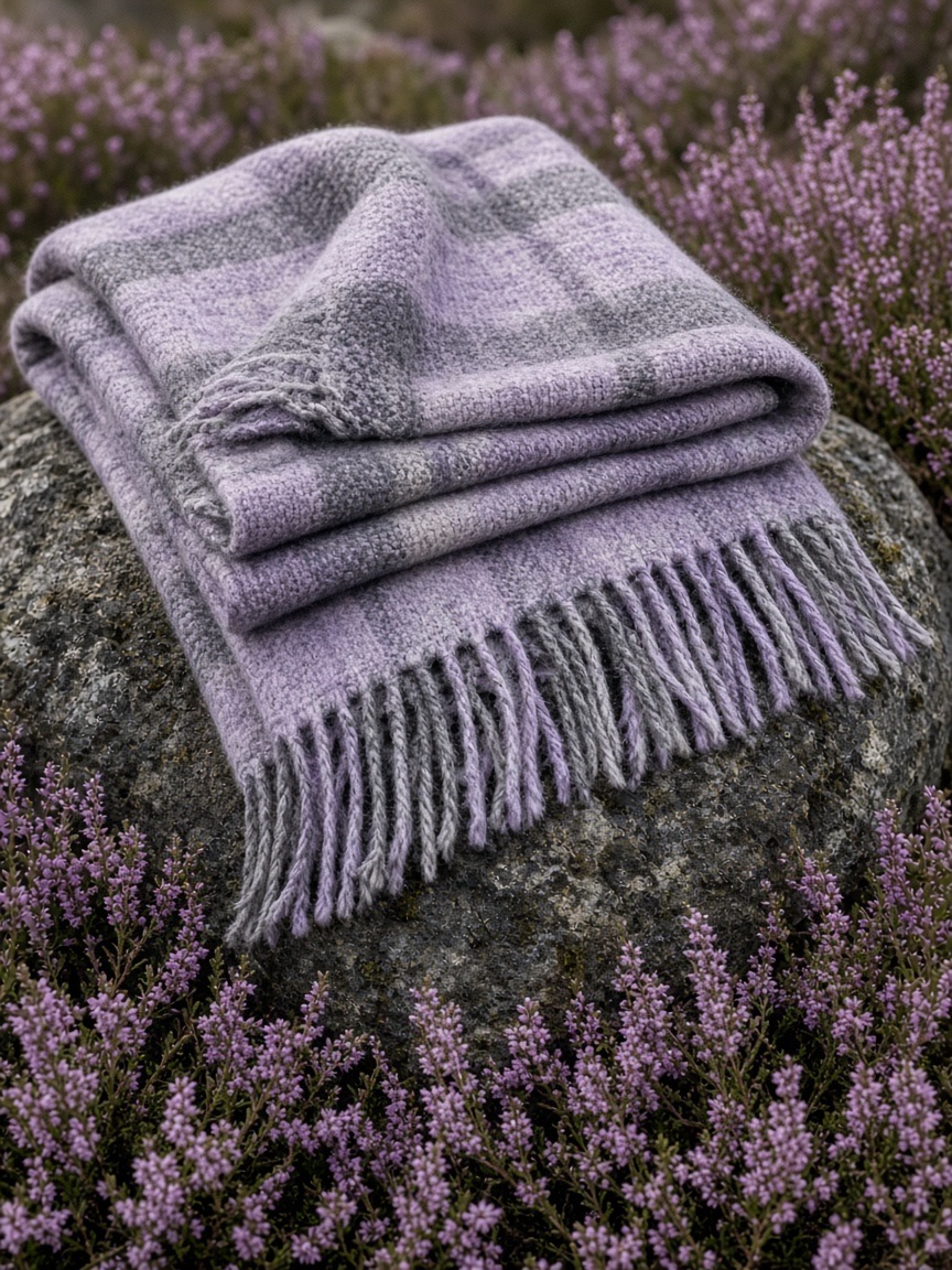 Product, wool throw, heather